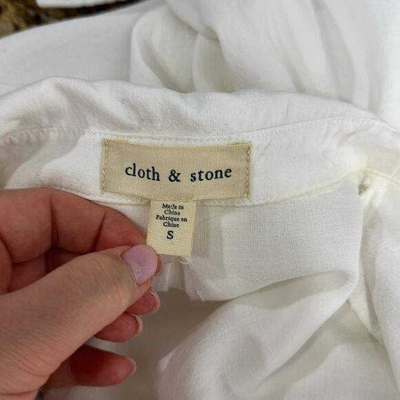 Cloth & Stone White High Low Hem Button Down Shirt Size S - Picture 7 of 12